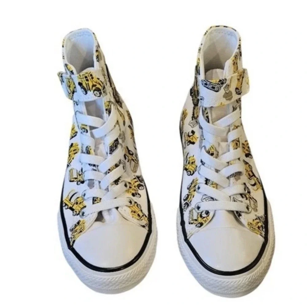 Converse CTAS High Tops Yellow Construction Trucks Designs Kids NEW‎ Size 2